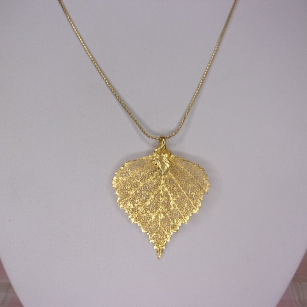 Gold Dipped Leaf Pendant Necklace